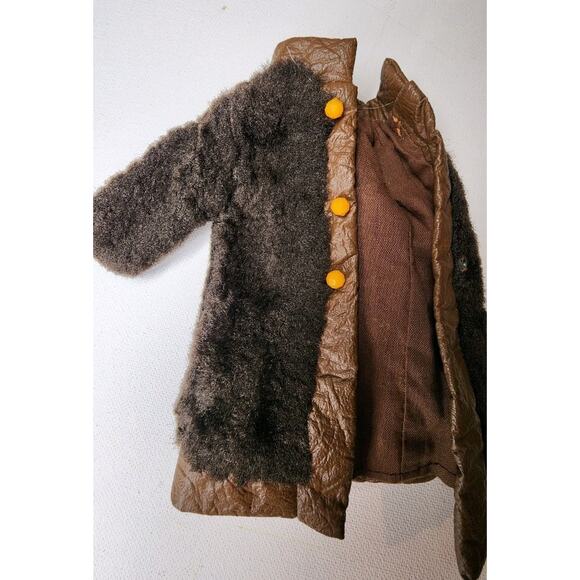 VNT 1970s Faux Fur Barbie Coat Suede And Fur Barbie Fashion Doll Lined Jacket - Picture 7 of 13